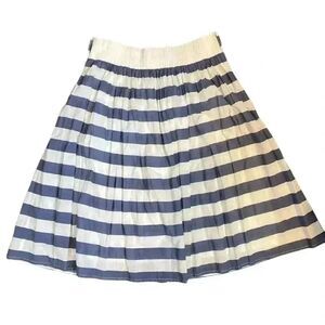 Remain Women's Navy & White Cotton Striped Satin Lined Full Skirt